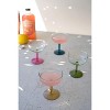 Coupe Glasses with Colored Stems 4"H, Set of Four Handblown Recycled Glass by Kalalou - 2 of 3