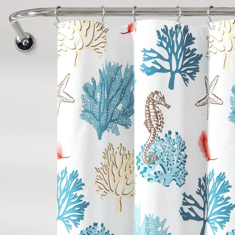 Single Reef Feather Shower Curtain Blue/Coral - Lush D&#233;cor, 3 of 9