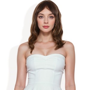 Alilang Short Wavy Bob Wig with Bangs for Women, Heat-Resistant Synthetic Hair, Curly Texture - 1 of 4