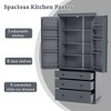 ORRD TOPMAX 77" Farmhouse Pantry - 3 Shelves, 8 Door Racks & 3 Drawers, Kitchen Storage Cabinet, Gray - 2 of 4