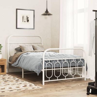 vidaXL Metal Bed Frame without Mattress with Footboard Black 59.1"x78.7"
