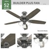Hunter 52" Builder Lighted Ceiling Fan Matte Silver Finish with 5 Blades in Warm Grey Oak/Light Gray Oak - 3 of 4