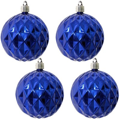 Christmas by Krebs 4ct Azure Blue Shatterproof Diamond Christmas Ball Ornaments 4" (100mm)