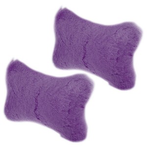 Unique Bargains Faux Fur Head Neck Car Support Pillow Cushion 1 Pair - 1 of 4