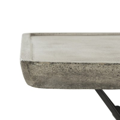 Delartin 22" Square Concrete and Oak Coffee Table in Dark Grey
