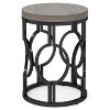 Gulches Industrial Round End Table, Grey Small Side Table with Metal Hollow Frame,Easy Assembly Nightstand for Living Room Bedroom - 4 of 4