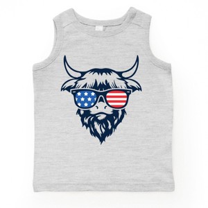The Juniper Shop Patriotic Cow Sunglasses Toddler Tank - 1 of 4