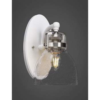 Toltec Lighting Easton 1 - Light Sconce in  Matte Black/Brushed Nickel with 6'' White Muslin Shade