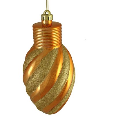 Northlight 11" Glitter Stripe Shatterproof Light Bulb Christmas Ornament - Orange/Gold