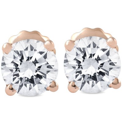 Pompeii3 3/4 cttw Diamond Studs 14k Rose Gold Screw Back Studs