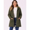 INSPIRE CHIC Women's Winter Coats Windproof Flap Pockets Long Puffer Parka Barn Jackets with Faux Fur Hood - 4 of 4