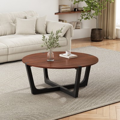 VYNXARIA Acaia solid wood coffee table,Brown&Black