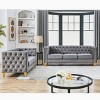 Velvet Chesterfield Sofa Set,3-Seater and 2-Seater Tufted Loveseat Set with Metal Legs & Nailhead Trim for Living Room--Baofuwish - 2 of 4
