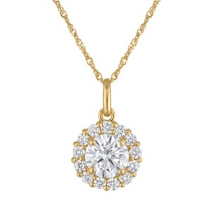 Naturalux 14K Yellow 1.4 Cttw Lab Grown Diamond Halo Necklace - 1 of 4