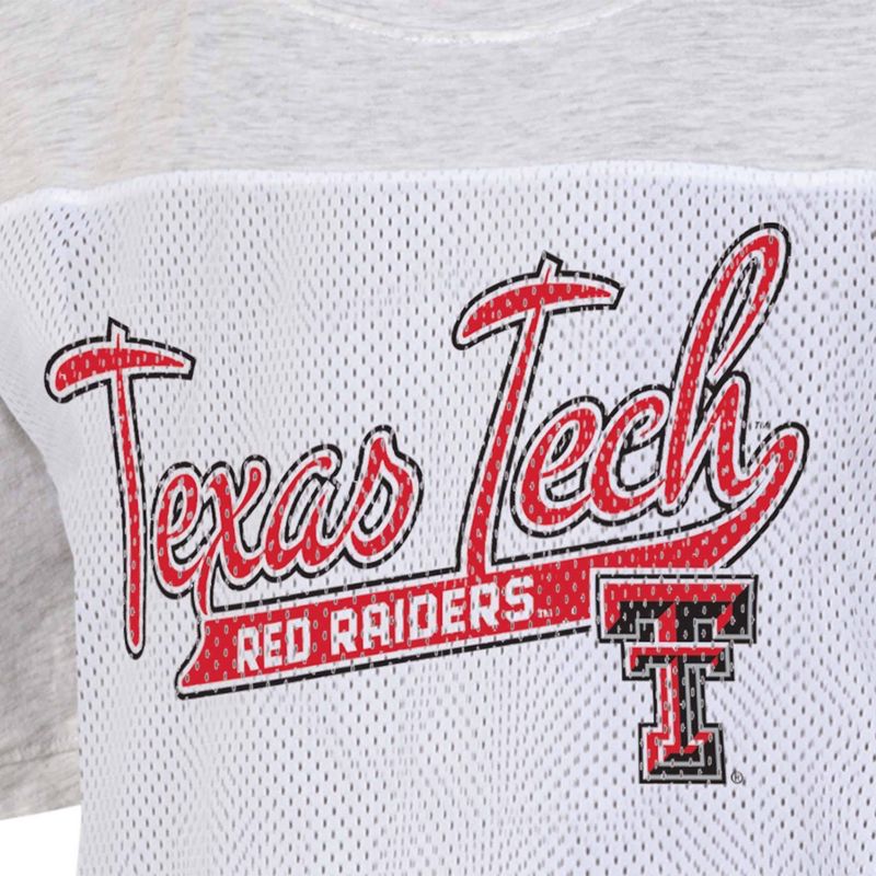 NCAA Texas Tech Red Raiders Women&#39;s White Mesh Yoke T-Shirt, 3 of 4