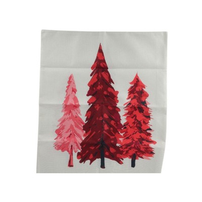 Unique Bargains Dining Chair Slipcovers Christmas Tree Pattern Linen Beige 22.83"x19.29" 1Pc