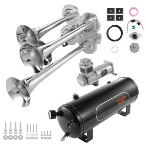 VEVOR Train Horns Kit, 4 Trumpet Air Horn Kit, 150dB Train Horns for Pickup Trucks, 12V 160 psi Air Compressor 2.6 Gal/10 L Tank with Gauge - 1 of 4