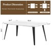 Homy Casa Rectangular Dining Table – Modern Marble Look with Black Metal Legs, White Marble Color - 3 of 4