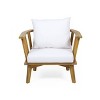 Solano 3pc Outdoor Chat Set: Acacia Wood, Water-Resistant Cushions, Curved Backrest - Christopher Knight Home - 3 of 4