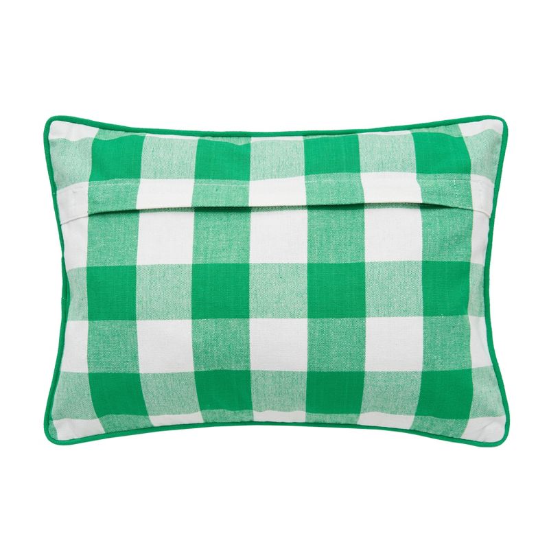 C&F Home 12" x 16" St. Patrick's Day Luck Clover Green and White Check Pillow, 2 of 3