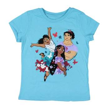 Disney Encanto Girls' Mirabel Luisa Isabela Flowers Graphic Print T-Shirt Kids
