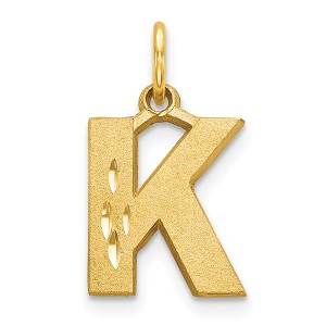 Black Bow Jewelry 14k Yellow Gold, Julia Collection, Small Satin Block Initial K Pendant - 1 of 4