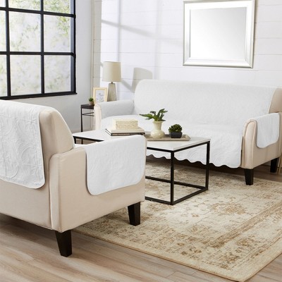 Reversible Quilted Sofa Furniture Protector - Great Bay Home(Sofa, White / Sand)