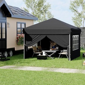 10'x10' Easy Pop Up Canopy Tent With 4 Detachable Window Sidewalls - Waterproof Outdoor Portable Canopy With Carry Bag & Guy Lines - for Outdoor - 1 of 4