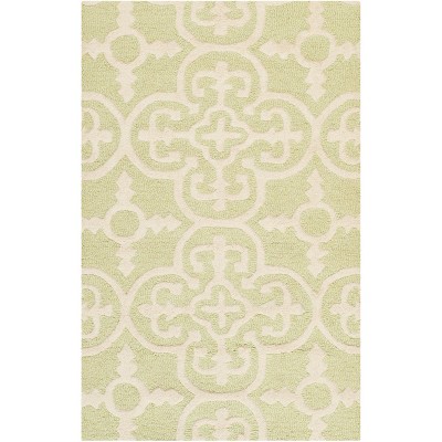 Light Green and Ivory Hand-Tufted Wool Area Rug