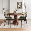 Rattan Dining Chairs Set of 6, Mid Century Dining Room Chairs with Metal Legs, Modern Velvet Upholstered - 2 of 4