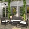 Aghana Digitals 4-Piece All-Weather PE Wicker Patio Set: Loveseat, 2 Chairs, Glass Table with Cream - 2 of 4