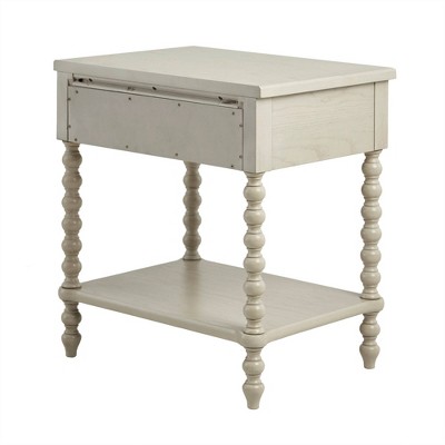 Natural Elegance Whitewash Wood Nightstand with Turned Legs