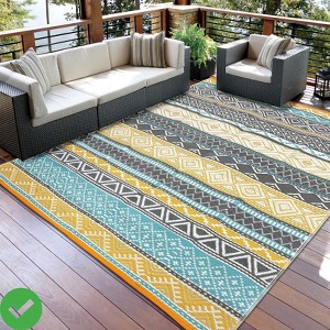 Area Rug 8x10/9x12 for Patio Modern Boho Plastic Carpet Non-Slip Easy-Clean Fade-Resistant Beach Carpet Stain-Resistant Washable - 1 of 4