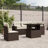 vidaXL 6 Piece Patio Sofa Set with Cushions - Brown and Cream Poly Rattan - 2 of 4