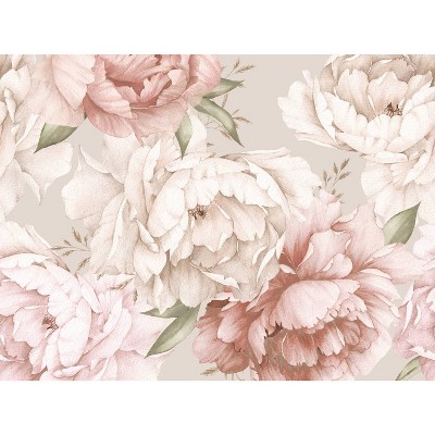 Watercolor Floral Peel And Stick Wallpaper Mural Pink - Roommates : Target