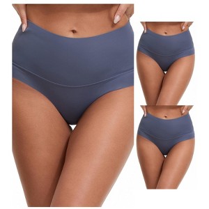 INSPIRE CHIC Women's High Waist Tummy Control Full Coverage Briefs Breathable Panties 3 Packs - 1 of 4