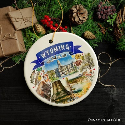 Artistic Wyoming State Themes and Landmarks Christmas Ornament| OrnamentallyYou