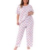 Women's Plus Size Short Sleeve Cherry Print Elastic Soft Pockets Pajama Set 2 Pcs - Agnes Orinda - 2 of 4