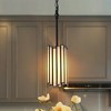 LNC Hemaaolay 1-Lights 4.3" Modern Cylinder Mini Pendant  Lights, Matte Black and White Tiffany Glass - 2 of 4