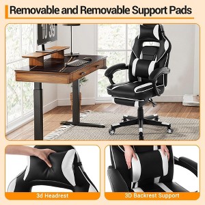 Cherry Blossom Pink Chair with Footrest,Ergonomic Computer Chair w/Lumbar Support & Headrest,360° Swivel Base & Height Adjustable Executive Chairs - 1 of 4