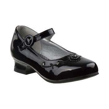 Josmo Girls' Patent Mary Jane Dress Shoes with Adjustable Hook and Loop Closure - Perfect for Weddings, Parties, and Special Occasions (Little Kid)