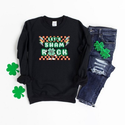 Simply Sage Market Women's Graphic Sweatshirt Let's Sham Rock Lightning Bolt