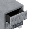 ORRD Grey Velvet Nightstand with 2 Drawers & Crystal Handles - 4 of 4
