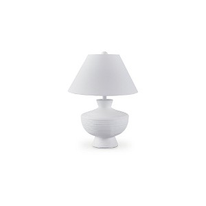 Signature Design by Ashley Harelwood Poly Table Lamp, Sanded White Finish, 24" Height, Empire Shade - 1 of 4