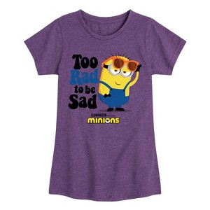 Girls' - Despicable Me Minions - Too Rad To Be Sad Fitted Short Sleeve Graphic T-Shirt - 1 of 4