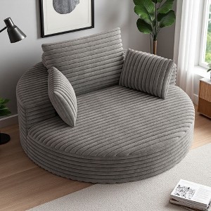 55" Corduroy Chenille Swivel Sleeper Chair with Pillow, No Assembly - 1 of 4