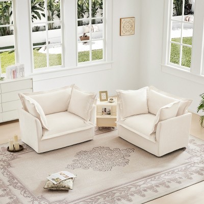 Sectional Modular Sofa Chair Set Of 2,Chenille Fabric Upholstered Living Room Sofa Chairs,Armchairs with removable sofa covers-Coolbibila