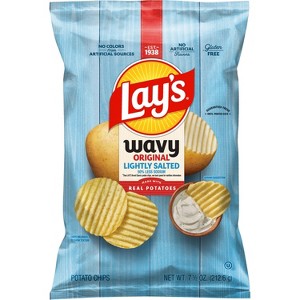 Lay's Lightly Salted Wavy Potato Chips - 7.5oz - 1 of 4