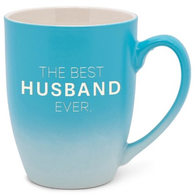 Elanze Designs The Best Husband Ever Two Toned Ombre Matte Teal and White 12 ounce Ceramic Stoneware Coffee Cup Mug