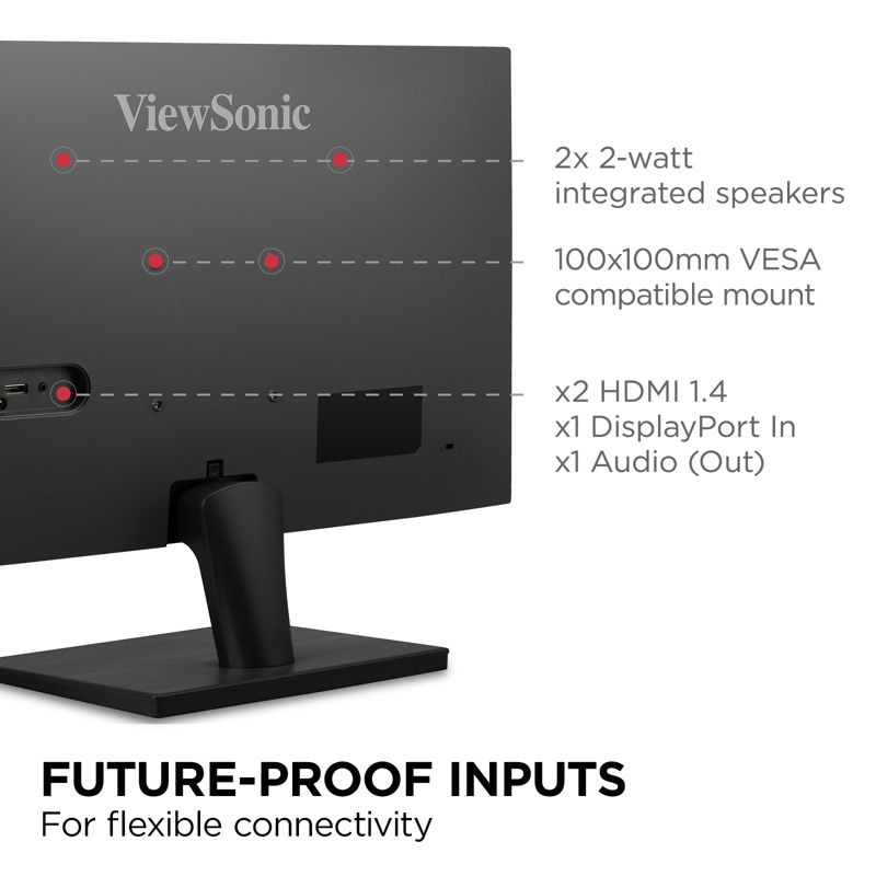 ViewSonic VA2715-2K-MHD 27 Inch 1440p LED Monitor with Adaptive Sync, Ultra-Thin Bezels, HDMI and DisplayPort Inputs for Home and Office, 5 of 7